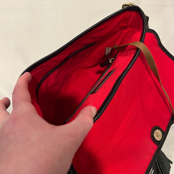 Dooney & Bourke Black Crossbody with Black/Green Tassle *EUC* - Picture 8 of 11